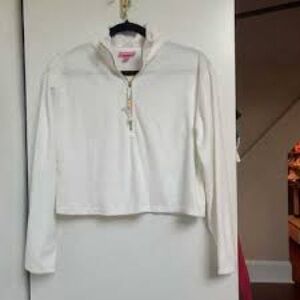 STONEY CLOVER White Terry Quarter-Zip Pullover